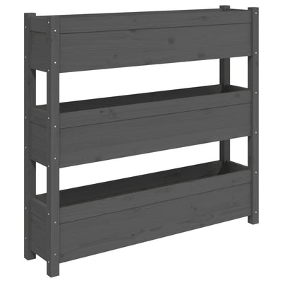 Kukkalaatikko harmaa 112x25x104,5 cm täysi mänty - Vuodevaatteet