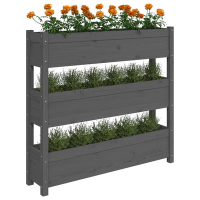 Kukkalaatikko harmaa 112x25x104,5 cm täysi mänty - Vuodevaatteet
