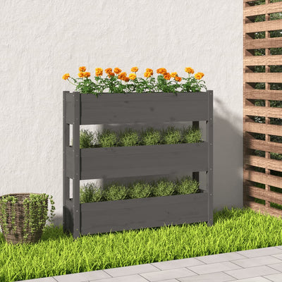 Kukkalaatikko harmaa 112x25x104,5 cm täysi mänty - Vuodevaatteet