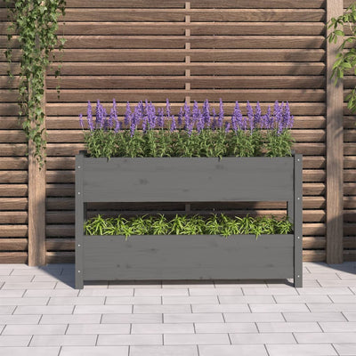Kukkalaatikko harmaa 112x25x66 cm täysi mänty - Vuodevaatteet