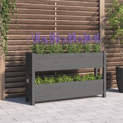 Kukkalaatikko harmaa 112x25x66 cm täysi mänty - Vuodevaatteet