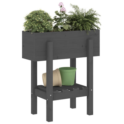 Kukkalaatikko harmaa 62x30x69 cm täysi mänty - Vuodevaatteet