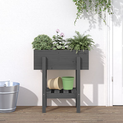 Kukkalaatikko harmaa 62x30x69 cm täysi mänty - Vuodevaatteet
