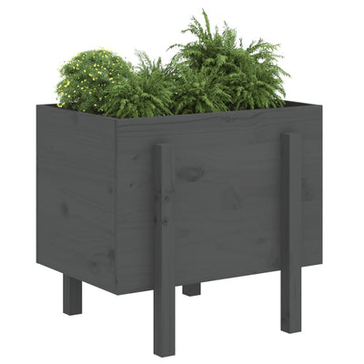 Kukkalaatikko harmaa 62x50x57 cm täysi mänty - Vuodevaatteet