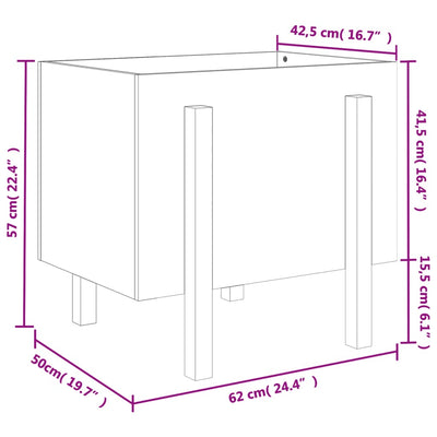 Kukkalaatikko harmaa 62x50x57 cm täysi mänty - Vuodevaatteet