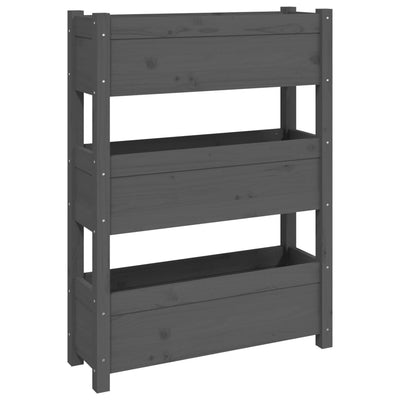 Kukkalaatikko harmaa 77x25x104,5 cm täysi mänty - Vuodevaatteet