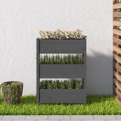Kukkalaatikko harmaa 77x25x104,5 cm täysi mänty - Vuodevaatteet