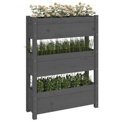 Kukkalaatikko harmaa 77x25x104,5 cm täysi mänty - Vuodevaatteet