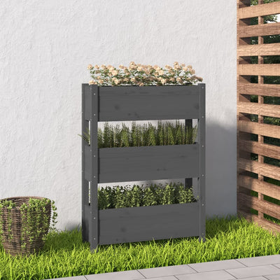 Kukkalaatikko harmaa 77x25x104,5 cm täysi mänty - Vuodevaatteet