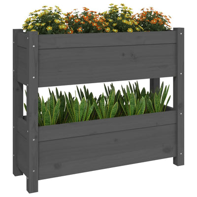 Kukkalaatikko harmaa 77x25x66 cm täysi mänty - Vuodevaatteet