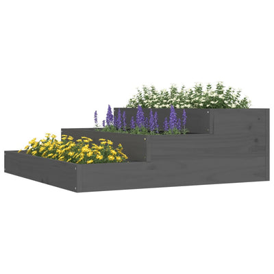 Kukkalaatikko harmaa 78x78x27 cm täysi mänty - Vuodevaatteet