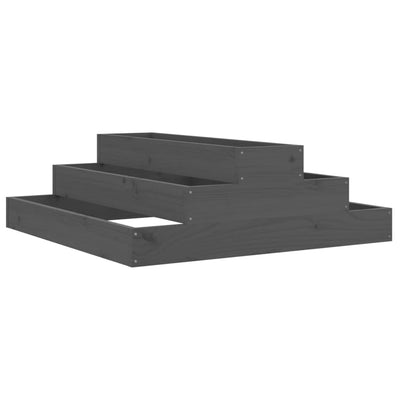 Kukkalaatikko harmaa 80x80x27 cm täysi mänty - Vuodevaatteet