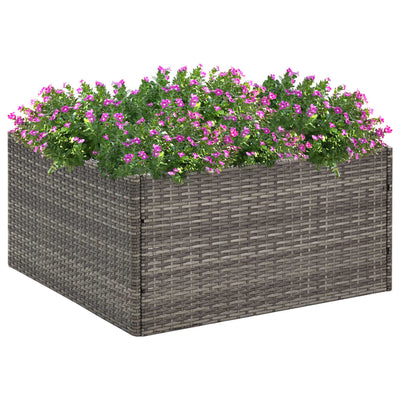 Kukkalaatikko harmaa 80x80x40 cm polyrottinki - Vuodevaatteet