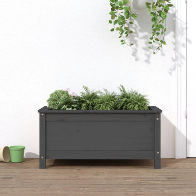 Kukkalaatikko harmaa 82,5x40x39 cm täysi mänty - Vuodevaatteet