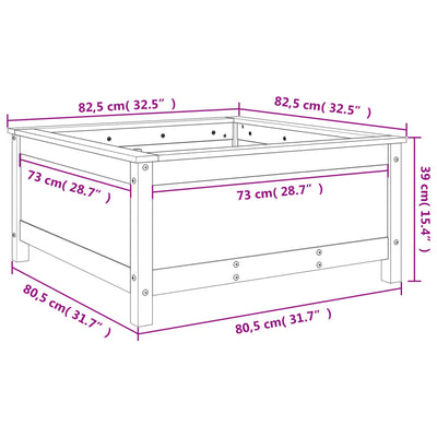 Kukkalaatikko harmaa 82,5x82,5x39 cm täysi mänty - Vuodevaatteet