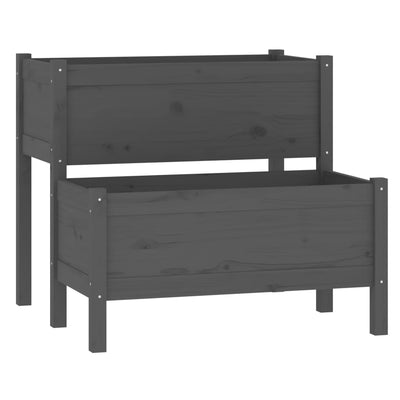 Kukkalaatikko harmaa 84,5x84x75 cm täysi mänty - Vuodevaatteet