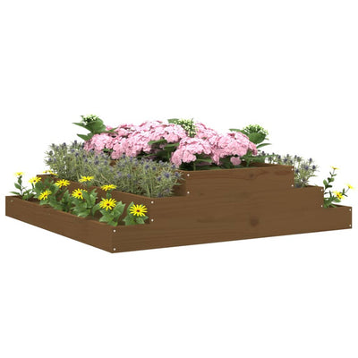 Kukkalaatikko hunajanruskea 110x110x27 cm täysi mänty - Vuodevaatteet