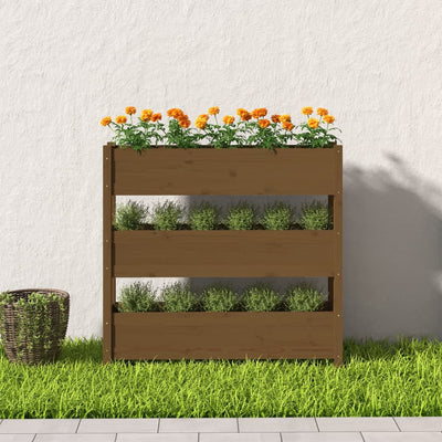 Kukkalaatikko hunajanruskea 112x25x104,5 cm täysi mänty - Vuodevaatteet