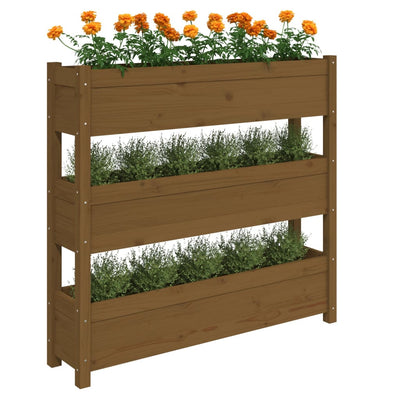 Kukkalaatikko hunajanruskea 112x25x104,5 cm täysi mänty - Vuodevaatteet