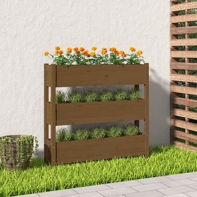 Kukkalaatikko hunajanruskea 112x25x104,5 cm täysi mänty - Vuodevaatteet