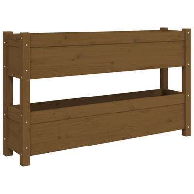 Kukkalaatikko hunajanruskea 112x25x66 cm täysi mänty - Vuodevaatteet