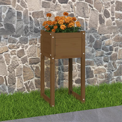 Kukkalaatikko hunajanruskea 40x40x81 cm täysi mänty - Vuodevaatteet