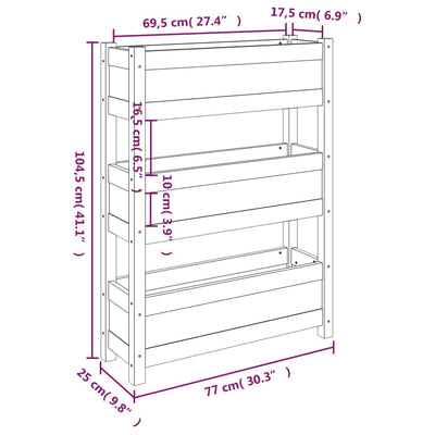 Kukkalaatikko hunajanruskea 77x25x104,5 cm täysi mänty - Vuodevaatteet