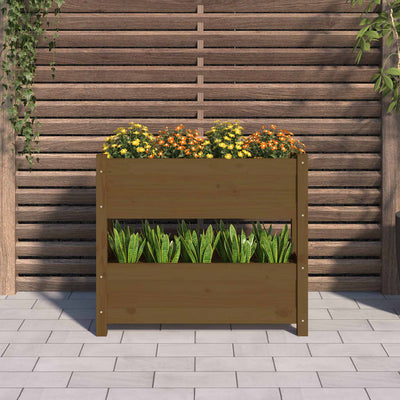 Kukkalaatikko hunajanruskea 77x25x66 cm täysi mänty - Vuodevaatteet