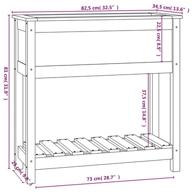 Kukkalaatikko hyllyllä harmaa 82,5x34,5x81 cm täysi mänty - Vuodevaatteet