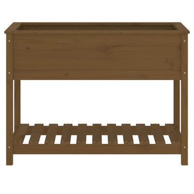 Kukkalaatikko hyllyllä hunajanruskea 111,5x54x81 cm täysi mänty - Vuodevaatteet
