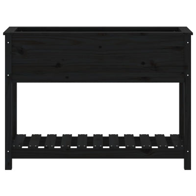 Kukkalaatikko hyllyllä musta 111,5x34,5x81 cm täysi mänty - Vuodevaatteet
