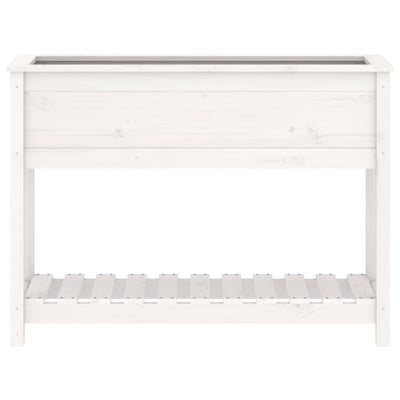 Kukkalaatikko hyllyllä valkoinen 111,5x34,5x81 cm täysi mänty - Vuodevaatteet