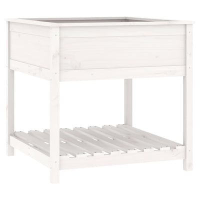 Kukkalaatikko hyllyllä valkoinen 82,5x82,5x81 cm täysi mänty - Vuodevaatteet