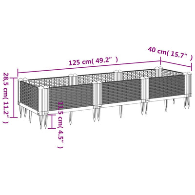 Kukkalaatikko jalkatapeilla musta 125x40x28,5 cm PP - Vuodevaatteet