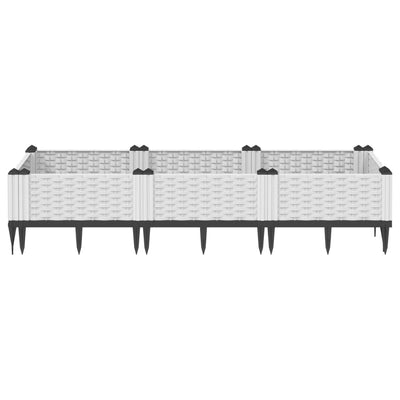 Kukkalaatikko jalkatapeilla valkoinen 125x40x28,5 cm PP - Vuodevaatteet