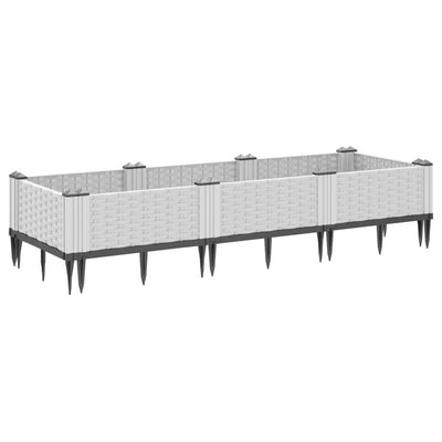Kukkalaatikko jalkatapeilla valkoinen 125x40x28,5 cm PP - Vuodevaatteet