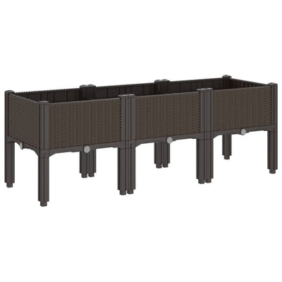 Kukkalaatikko jaloilla ruskea 120x40x42 cm PP - Vuodevaatteet