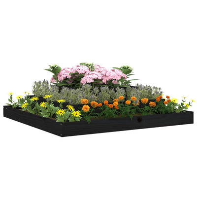 Kukkalaatikko musta 110x110x27 cm täysi mänty - Vuodevaatteet
