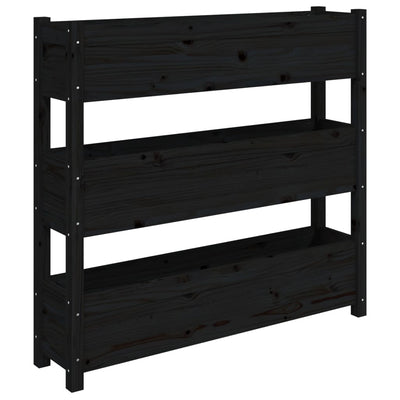 Kukkalaatikko musta 112x25x104,5 cm täysi mänty - Vuodevaatteet