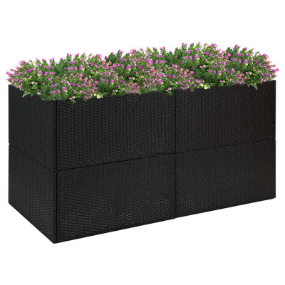 Kukkalaatikko musta 157x80x80 cm polyrottinki - Vuodevaatteet