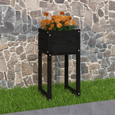 Kukkalaatikko musta 40x40x81 cm täysi mänty - Vuodevaatteet