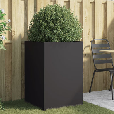 Kukkalaatikko musta 52x48x75 cm kylmävalssattu teräs - Vuodevaatteet