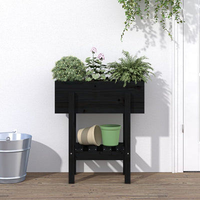 Kukkalaatikko musta 62x30x69 cm täysi mänty - Vuodevaatteet