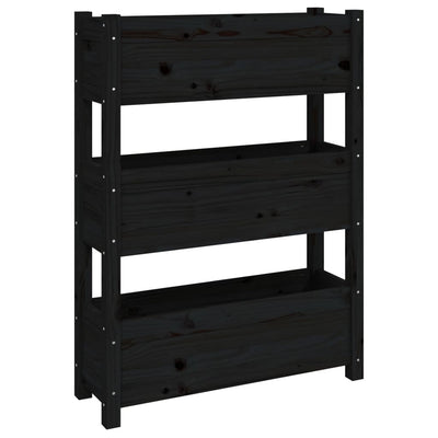Kukkalaatikko musta 77x25x104,5 cm täysi mänty - Vuodevaatteet