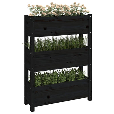 Kukkalaatikko musta 77x25x104,5 cm täysi mänty - Vuodevaatteet
