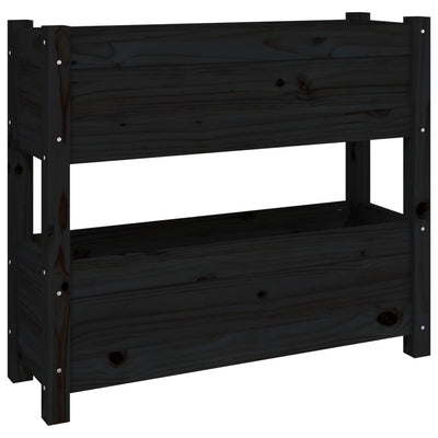 Kukkalaatikko musta 77x25x66 cm täysi mänty - Vuodevaatteet