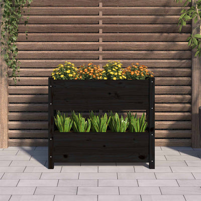 Kukkalaatikko musta 77x25x66 cm täysi mänty - Vuodevaatteet