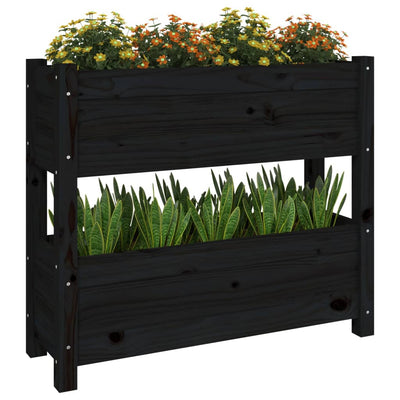 Kukkalaatikko musta 77x25x66 cm täysi mänty - Vuodevaatteet
