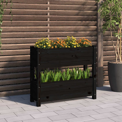 Kukkalaatikko musta 77x25x66 cm täysi mänty - Vuodevaatteet