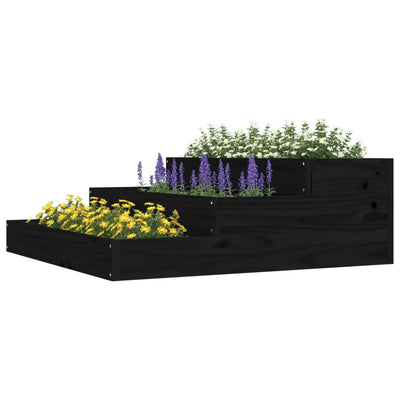Kukkalaatikko musta 78x78x27 cm täysi mänty - Vuodevaatteet